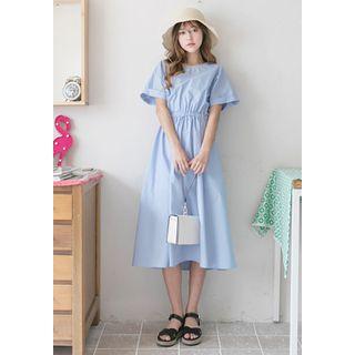 Gathered-waist Cotton Long Dress