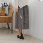 Midi Accordion-pleat Knit Skirt