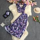 Set: Sleeveless Print Top + Maxi A-line Skirt