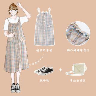 Plaid Vest Dress Almond - One Size