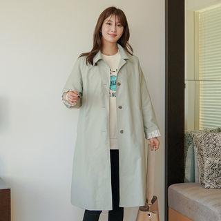 Raglan-sleeve Striped-lining Parka