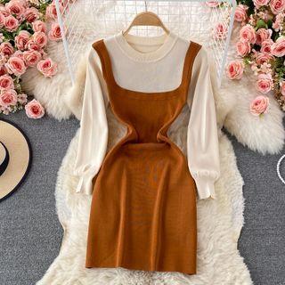 Inset Long Sleeve Tank Dress