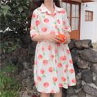 Fruit Print Short-sleeve Collared Dress