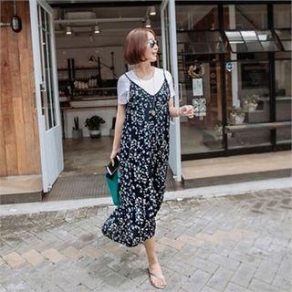 Spaghetti-strap Floral Pattern Maxi Dress
