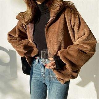 High-neck Faux-fur Boxy Jacket