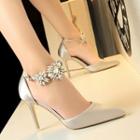 Faux-suede Jeweled High-heel Sandals