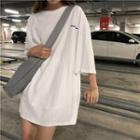 3/4-sleeve Print Oversized T-shirt