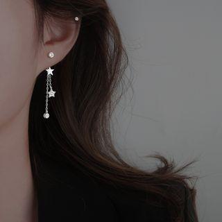 Star Sterling Silver Fringed Earring Stud Earring - 2 Pcs - Gold - One Size