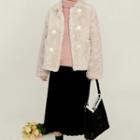 Toggle Button Fluffy Jacket Almond - One Size