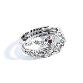 Rhinestone Sterling Silver Open Ring / Sterling Silver Open Ring / Set