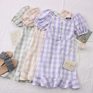 Tie-back Checker A-line Dress