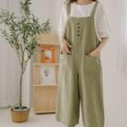 Linen-blend Wide-leg Overall Pants
