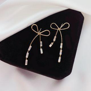 Faux Crystal Alloy Bow Earring