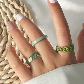 Set Of 3: Ring Set Of 3 - 01 - Green - One Size