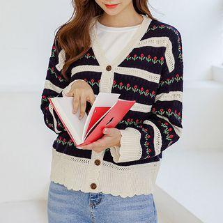 Floral Pointelle-knit Cardigan