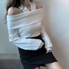 Cold Shoulder Rib Knit Sweater