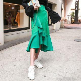 Wrap-front Midi Mermaid Skirt