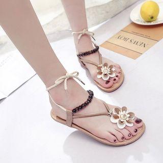 Beaded Flower Detail Sandals