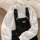 Baggy Denim Dungarees / Textured Sweatshirt