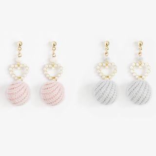 Pom Pom & Heart Dangle Earring