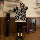 Zebra Pattern Sweater Black & White - One Size