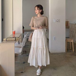 Stripe Long Tiered Skirt