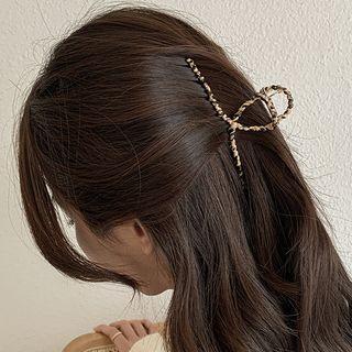 Print Hair Claw 1pc - Black & Beige - One Size