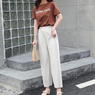 Lettering Short-sleeve T-shirt / Straight Fit Pants