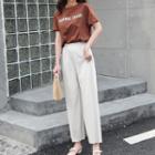Lettering Short-sleeve T-shirt / Straight Fit Pants