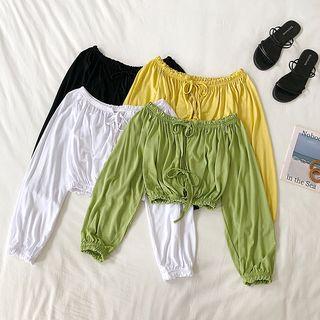 Frilled Trim Off-shoulder Cropped Top