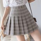Plaid High-waist Pleated Mini Skirt
