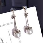 Faux Pearl Dangle Earring 1 Pair - Steel Stud - Gold - One Size