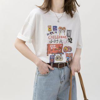 Snack Print Short-sleeve T-shirt White - One Size