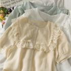 Lace-trim Ruffled Loose Shirt