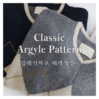 Argyle-patterned Knit Top
