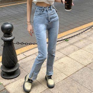 Skinny Jeans / Short-sleeve Bear Embroidered Polo Shirt