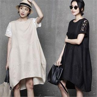 Lace-sleeve Dip-back Dress