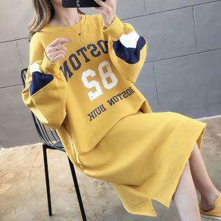 Oversize Long-sleeve Lettering Dress
