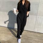 Peaked-lapel Blazer Jumpsuit