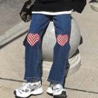 Checkerboard Heart Straight Leg Jeans
