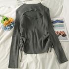 Window-front Drawstring-side Knit Top
