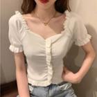 Short-sleeve Ruffled Knit Top / Camisole Top