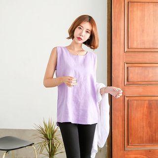 Sleeveless Zip-back Linen Top