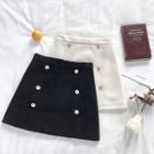 High-waist Double-breasted A-line Skirt
