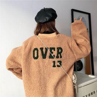 Lettering Fleece Baseball Jacket