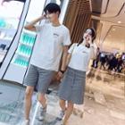 Couple Matching Short-sleeve Print T-shirt / Gingham Shorts / A-line Skirt