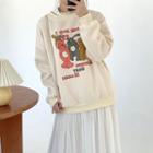 Long-sleeve Lace Top / Long-sleeve Printed Sweatshirt