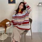 Collared Color-block Knit Cardigan