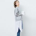 Inset Striped Asymmetric Shirt Pullover Dress
