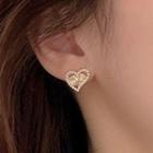 Heart Faux Pearl Rhinestone Stainless Steel Earring 1 Pair - Eh46 - Gold & White - One Size